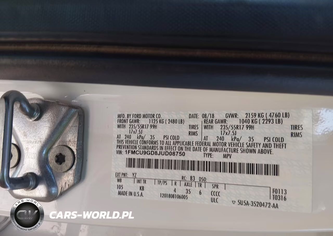 2018 Ford Escape Se VIN:1FMCU9GD8JUD08750 - 9