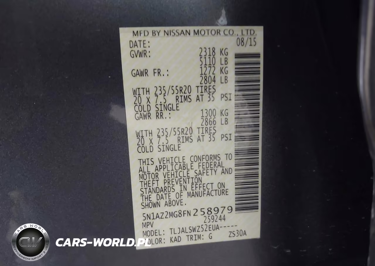 2015 Nissan Murano Platinum VIN:5N1AZ2MG8FN258979 - 9