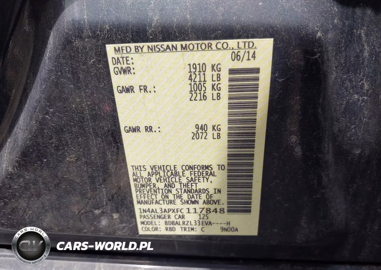 2015 Nissan Altima 2.5 Sl VIN:1N4AL3APXFC117848 - 9