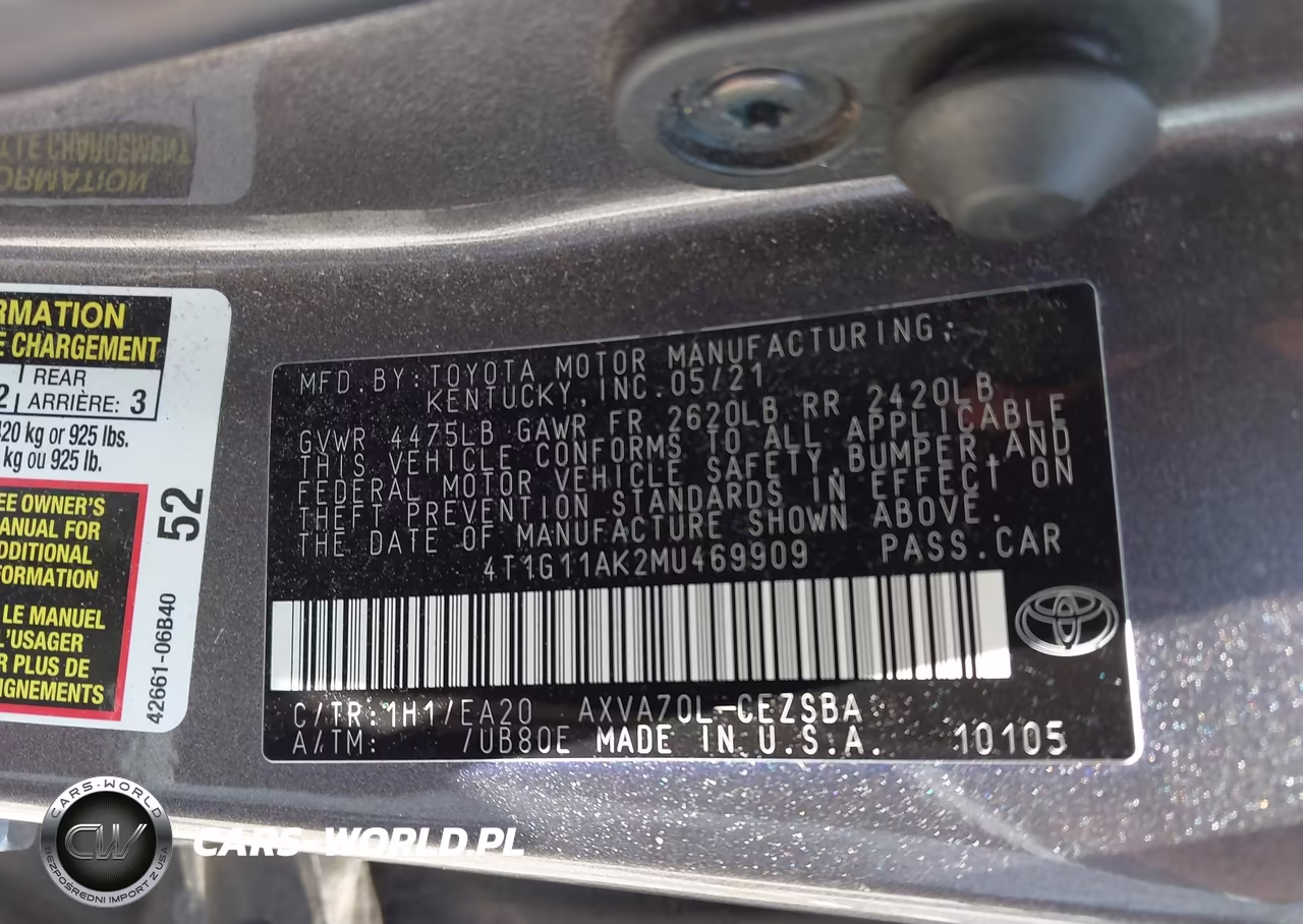 2021 Toyota Camry Se VIN:4T1G11AK2MU469909 - 9
