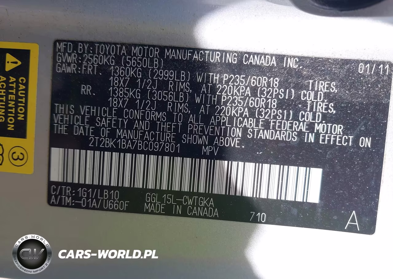 2011 Lexus Rx 350 VIN:2T2BK1BA7BC097801 - 9