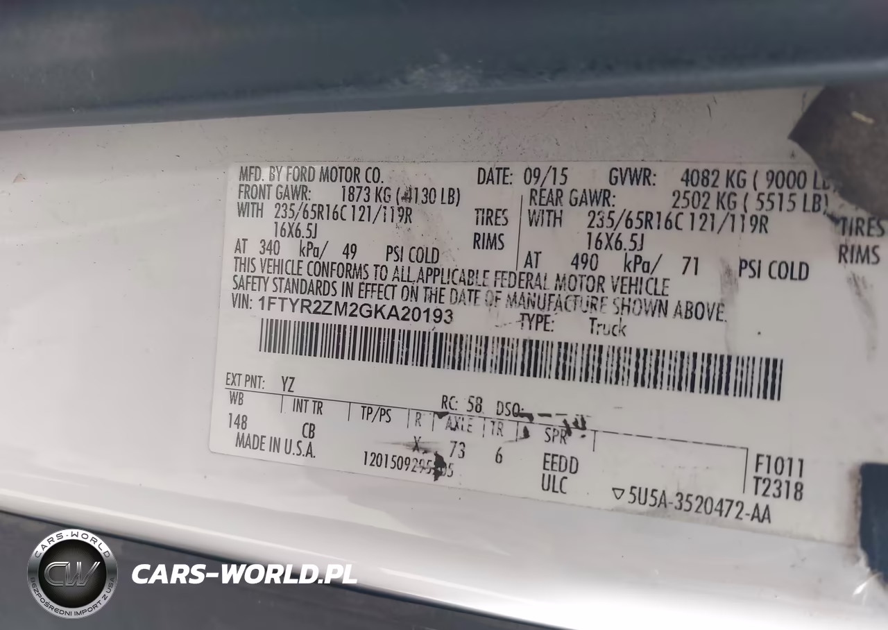 2016 Ford Transit-250 VIN:1FTYR2ZM2GKA20193 - 9