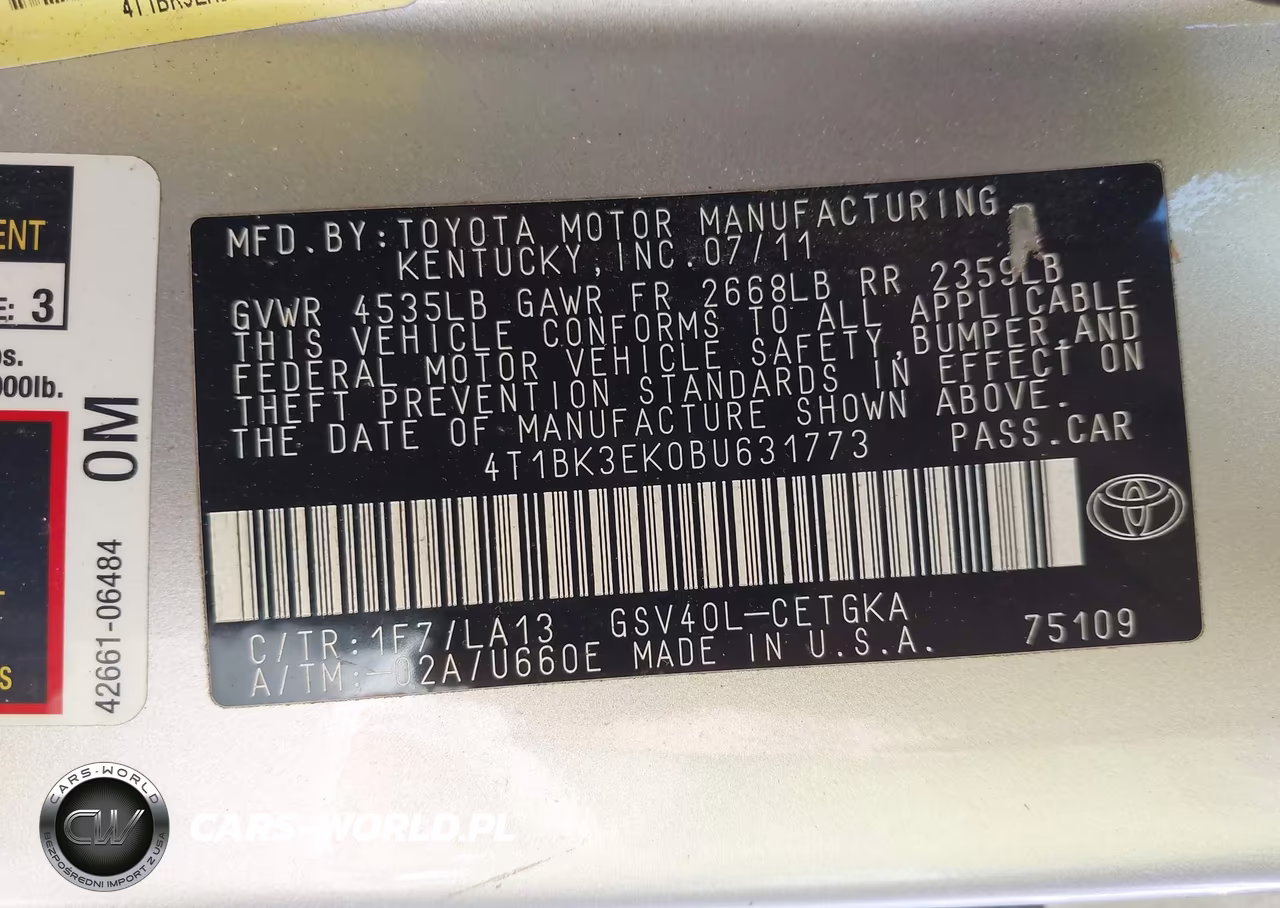 2011 Toyota Camry Xle V6 VIN:4T1BK3EK0BU631773 - 9