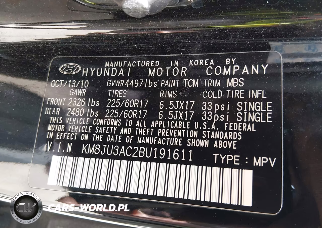 2011 Hyundai Tucson Gls VIN:KM8JU3AC2BU191611 - 9