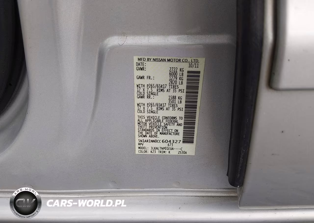 2012 Nissan Pathfinder Sv VIN:5N1AR1NN0CC604327 - 9