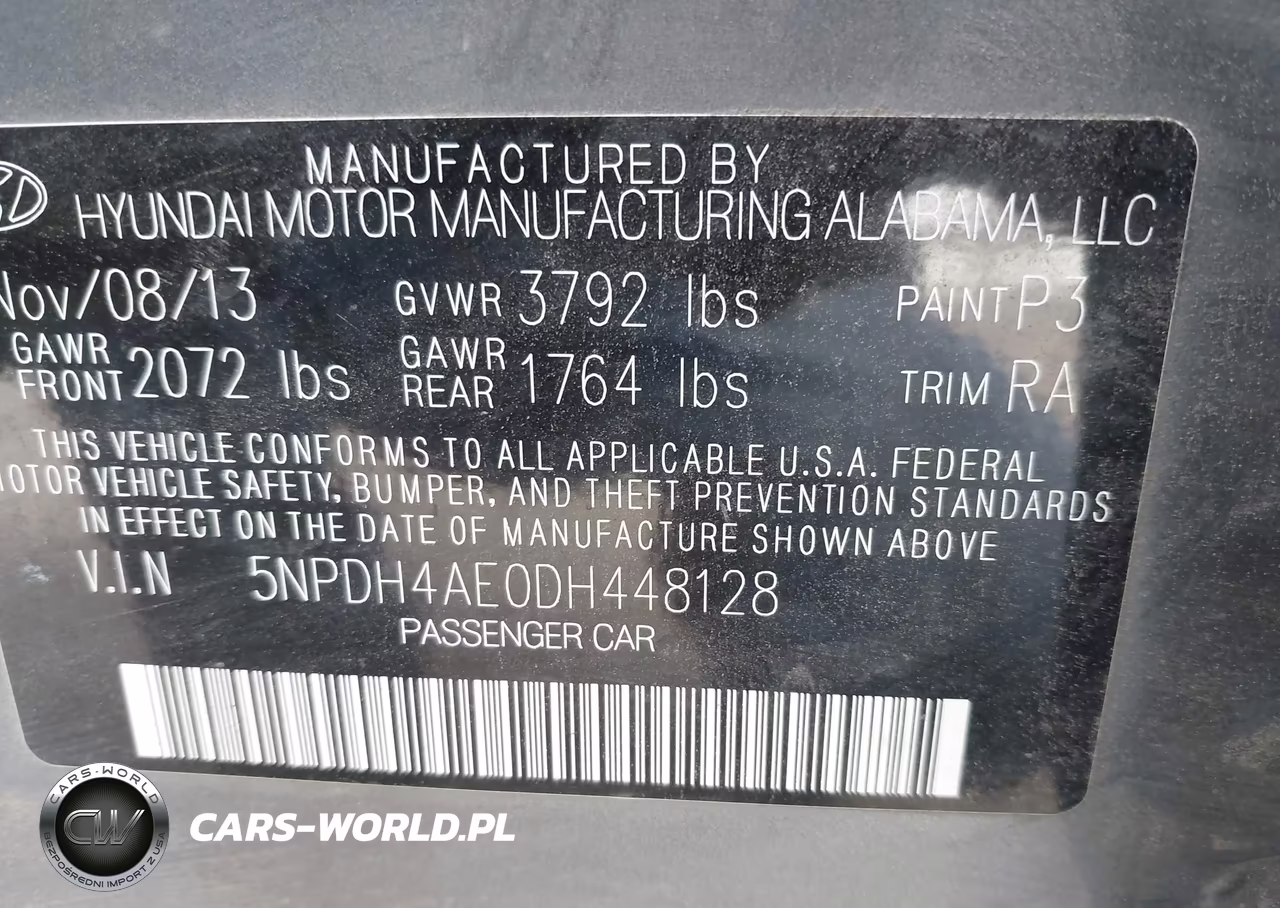 2013 Hyundai Elantra Gls VIN:5NPDH4AE0DH448128 - 9
