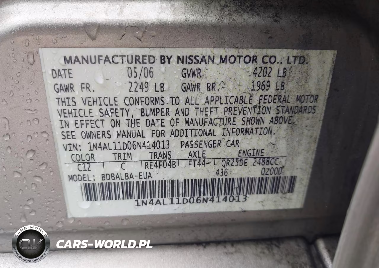 2006 Nissan Altima 2.5 S VIN:1N4AL11D06N414013 - 9
