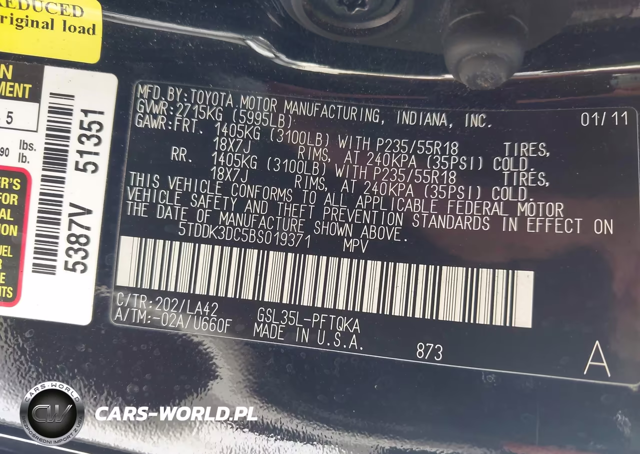 2011 Toyota Sienna Limited VIN:5TDDK3DC5BS019371 - 9