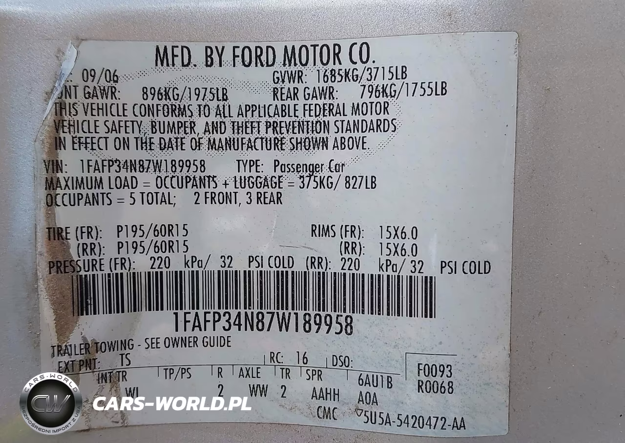 2007 Ford Focus S-Se-Ses VIN:1FAFP34N87W189958 - 9