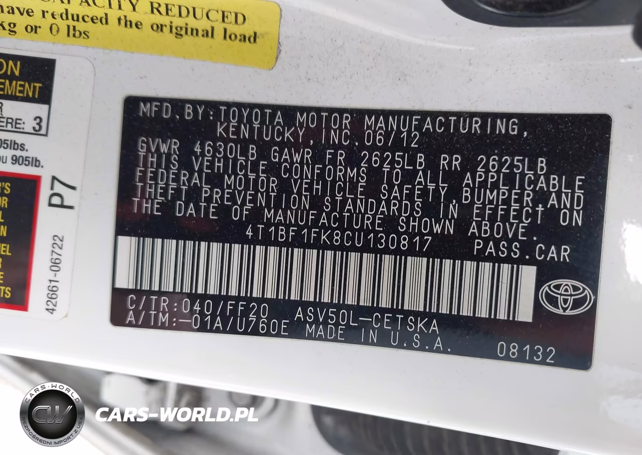 2012 Toyota Camry Se VIN:4T1BF1FK8CU130817 - 9