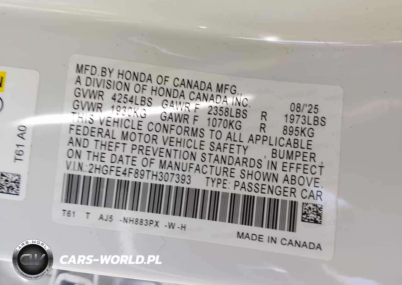 2026 Honda Civic Hybrid Sport-Sport Touring VIN:2HGFE4F89TH307393 - 9