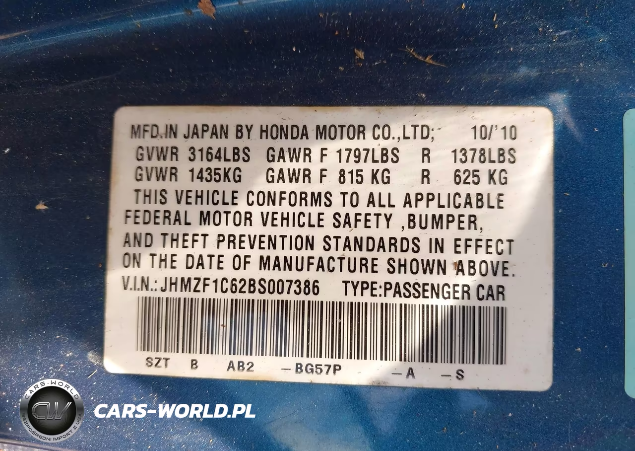 2011 Honda Cr-Z Ex VIN:JHMZF1C62BS007386 - 9