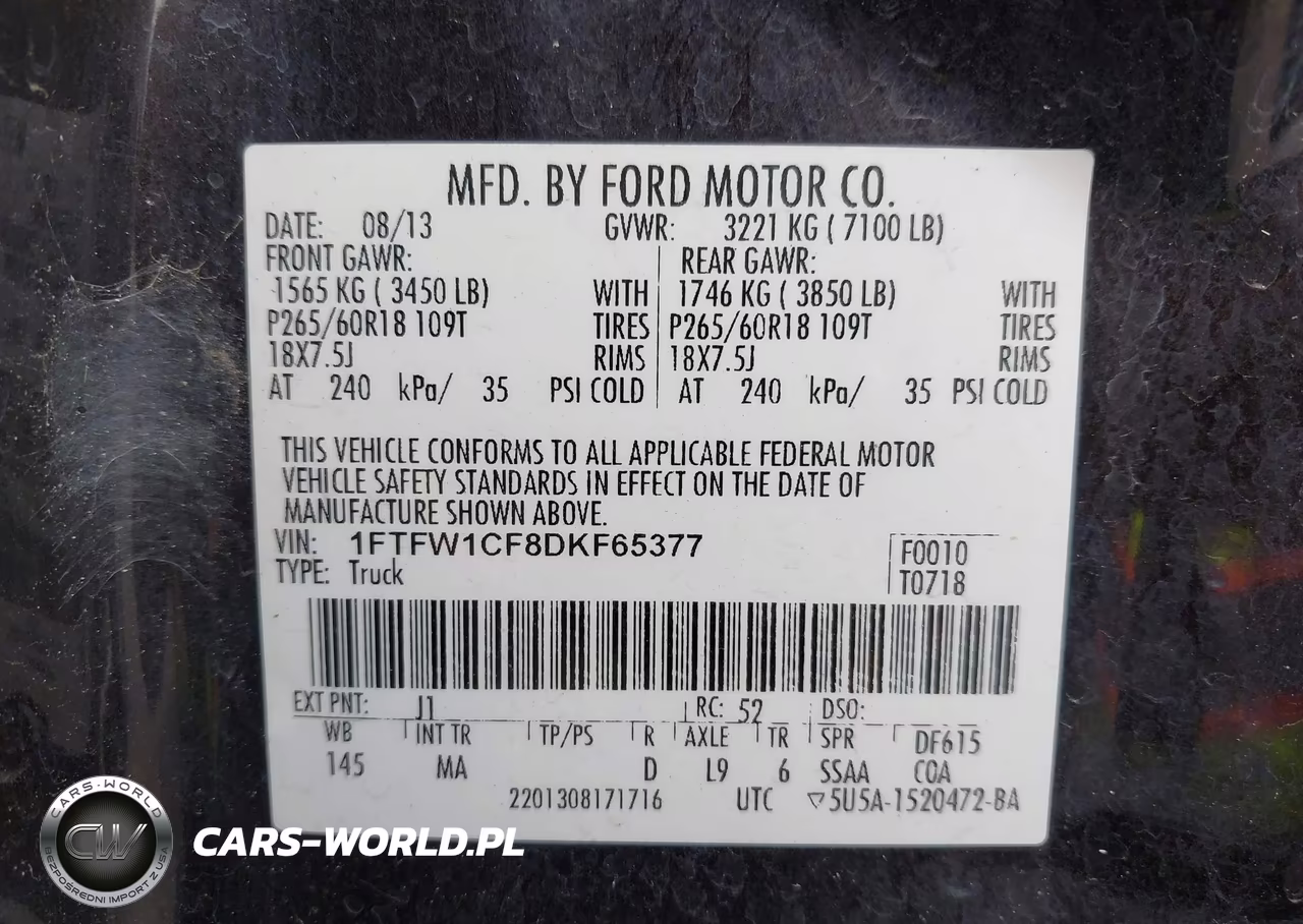2013 Ford F-150 Xlt VIN:1FTFW1CF8DKF65377 - 9