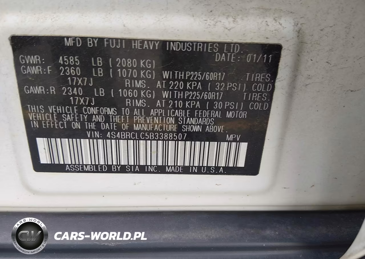 2011 Subaru Outback 2.5I Limited VIN:4S4BRCLC5B3388507 - 9