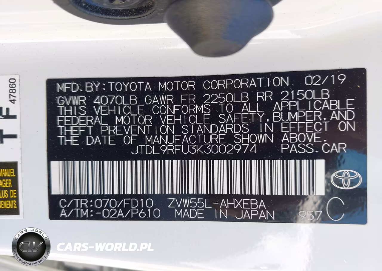 2019 Toyota Prius Le VIN:JTDL9RFU3K3002974 - 9