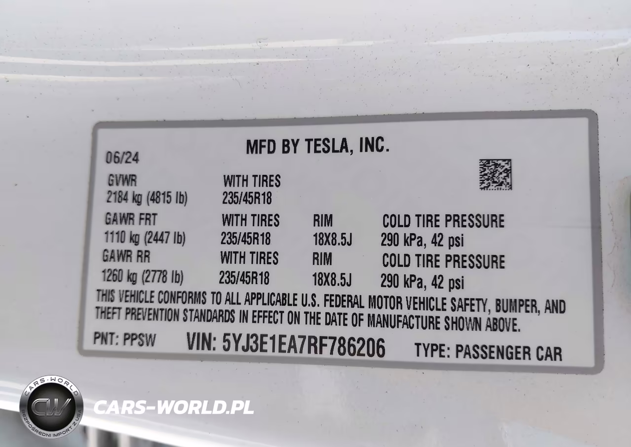 2024 Tesla Model 3 Long Range Dual Motor All-Wheel Drive-Rear-Wheel Drive VIN:5YJ3E1EA7RF786206 - 9