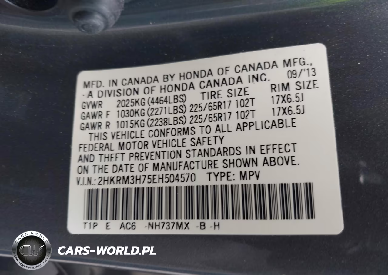 2014 Honda Cr-V Ex-L VIN:2HKRM3H75EH504570 - 9