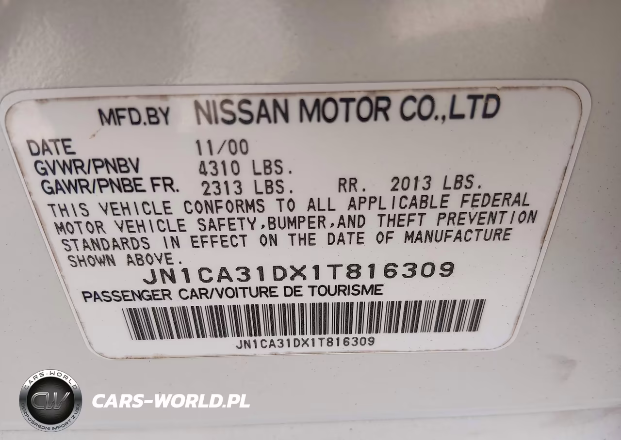 2001 Nissan Maxima Gle VIN:JN1CA31DX1T816309 - 9