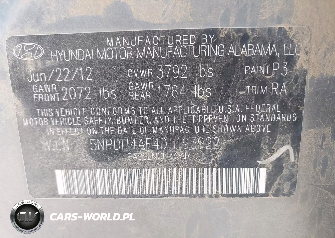 2013 Hyundai Elantra Gls VIN:5NPDH4AE4DH193922 - 9
