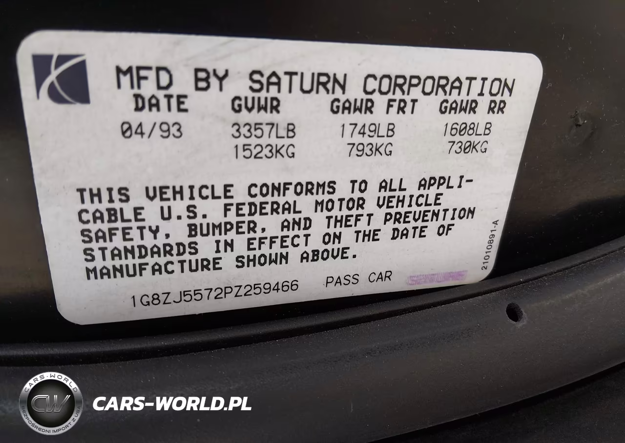 1993 Saturn Sl2 VIN:1G8ZJ5572PZ259466 - 9