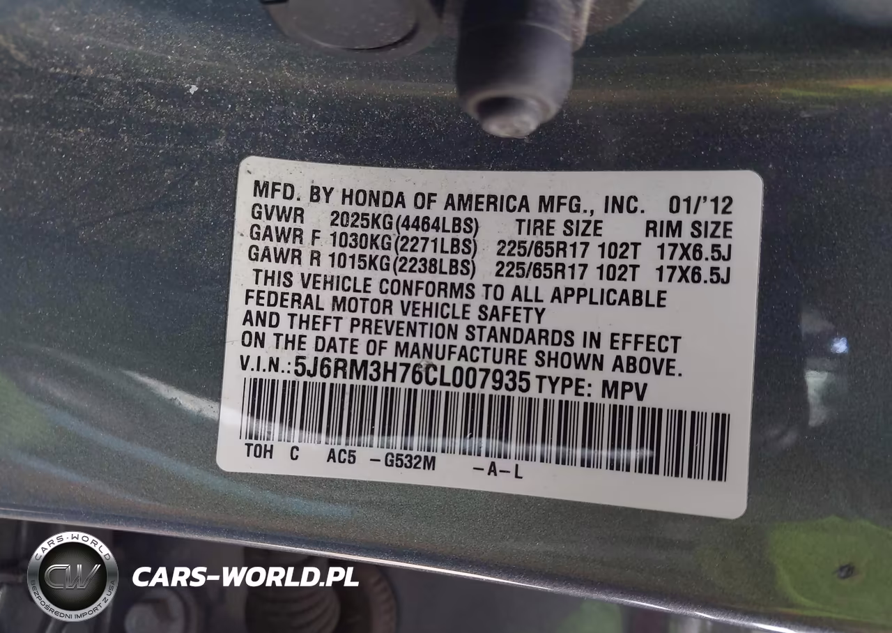 2012 Honda Cr-V Ex-L VIN:5J6RM3H76CL007935 - 9