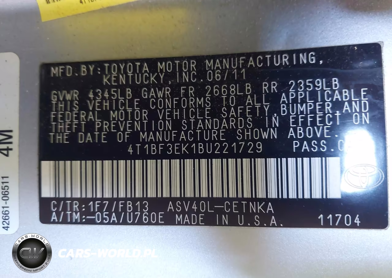 2011 Toyota Camry Le VIN:4T1BF3EK1BU221729 - 9