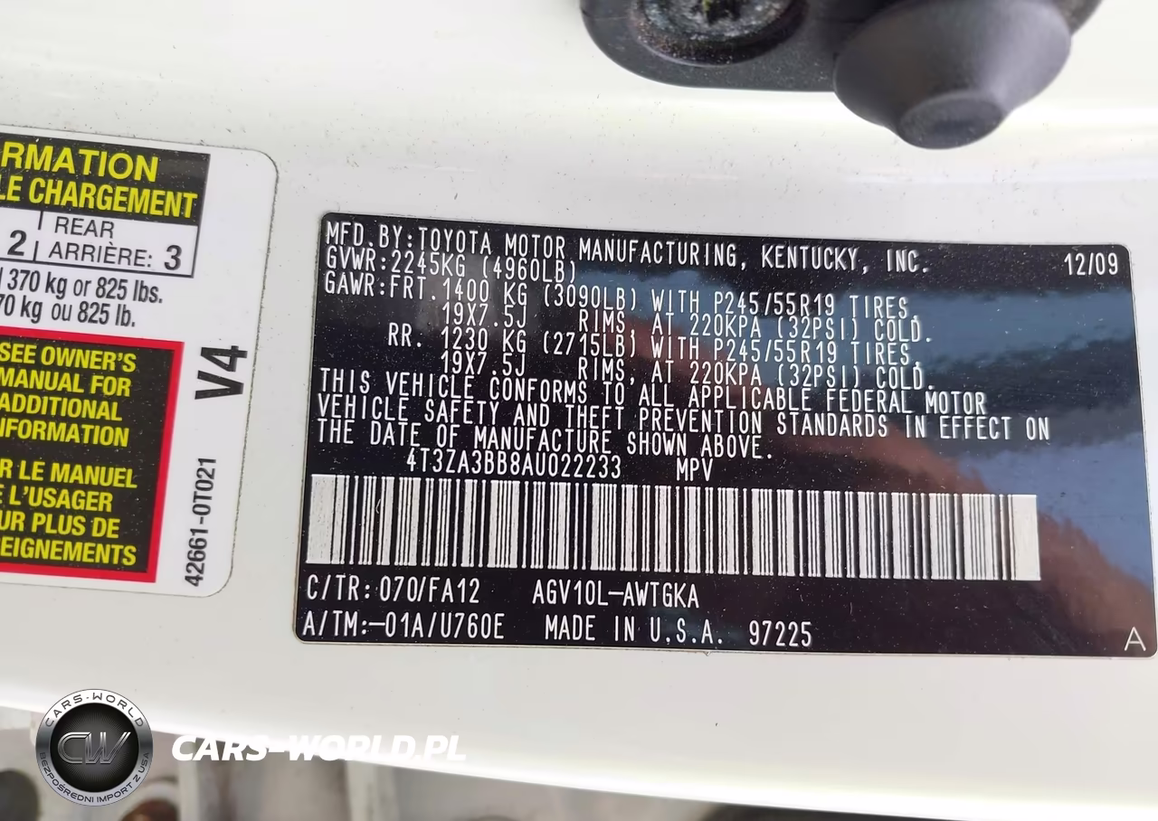 2010 Toyota Venza VIN:4T3ZA3BB8AU022233 - 9