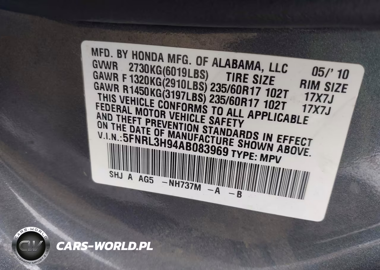 2010 Honda Odyssey Touring VIN:5FNRL3H94AB083969 - 9