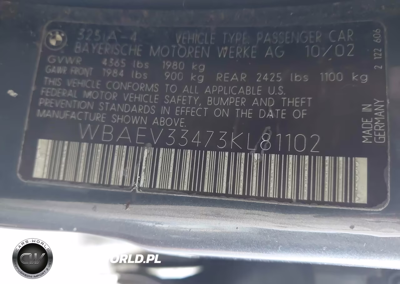 2003 BMW 325I VIN:WBAEV33473KL81102 - 9