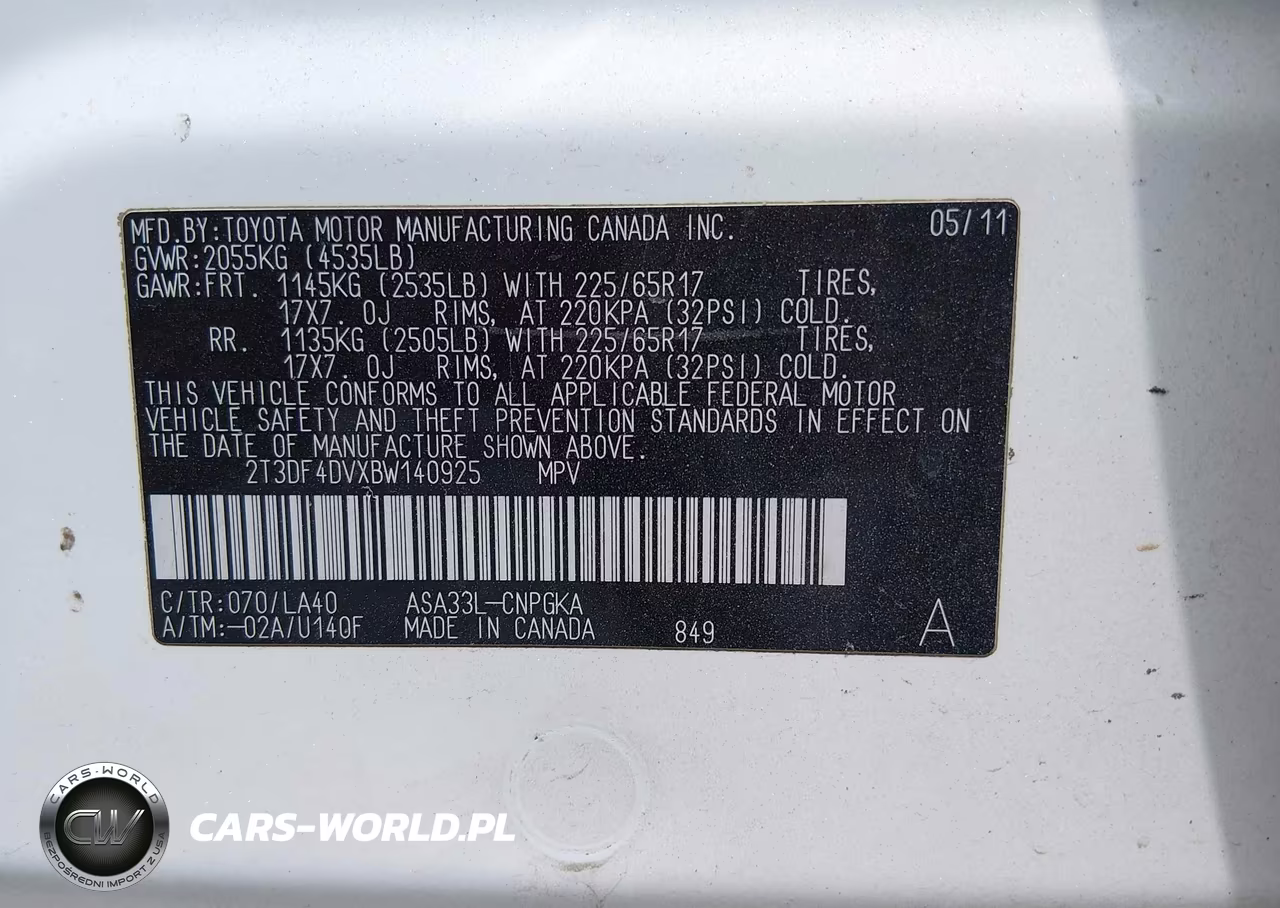 2011 Toyota Rav4 Limited VIN:2T3DF4DVXBW140925 - 9