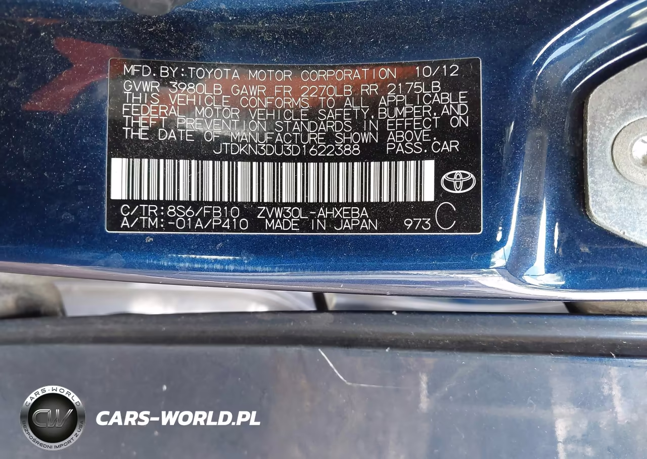 2013 Toyota Prius Two VIN:JTDKN3DU3D1622388 - 9