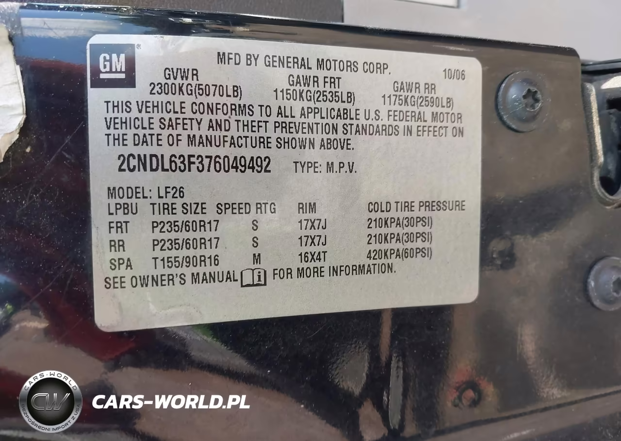 2007 Chevrolet Equinox Lt VIN:2CNDL63F376049492 - 9