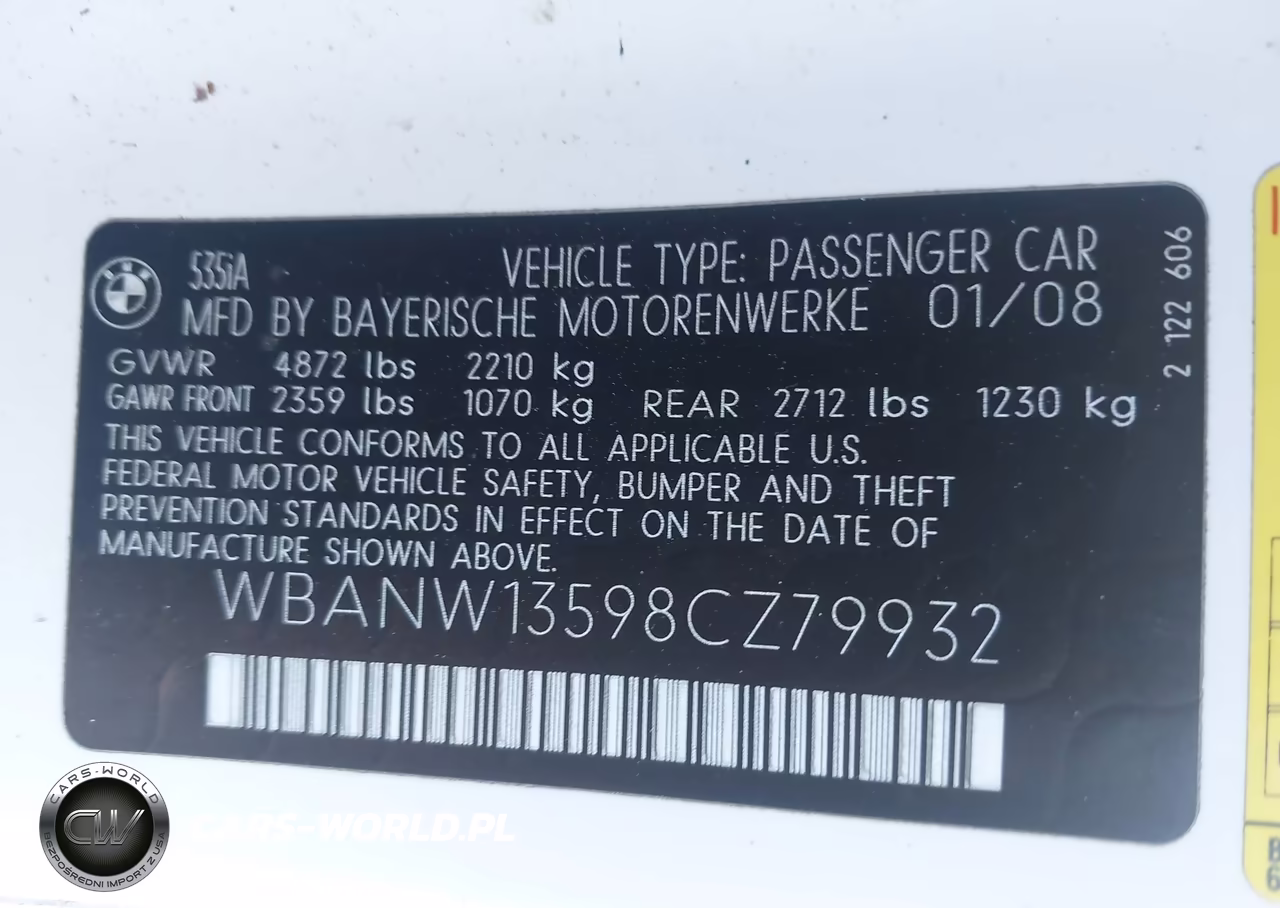 2008 BMW 535I VIN:WBANW13598CZ79932 - 9