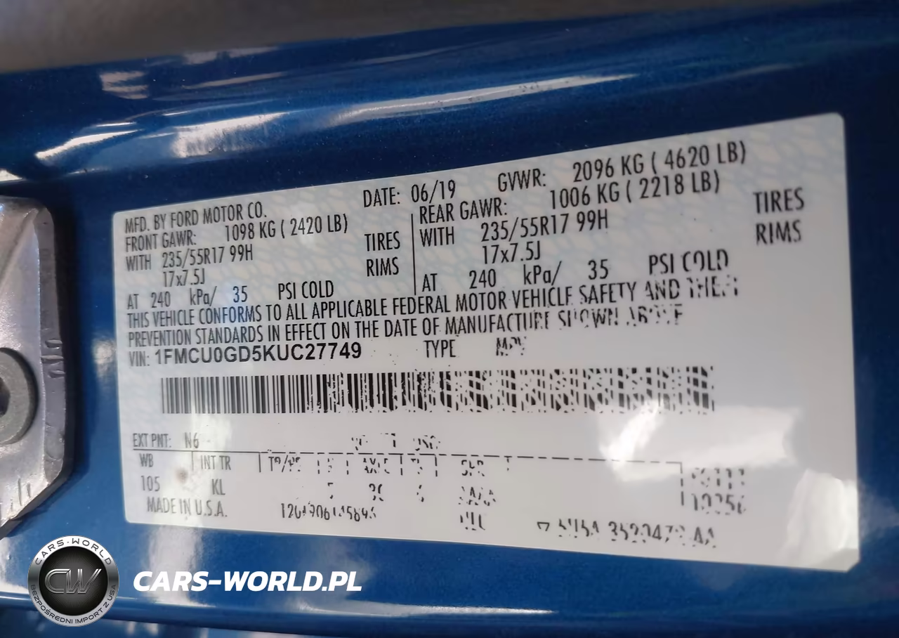2019 Ford Escape Se VIN:1FMCU0GD5KUC27749 - 9