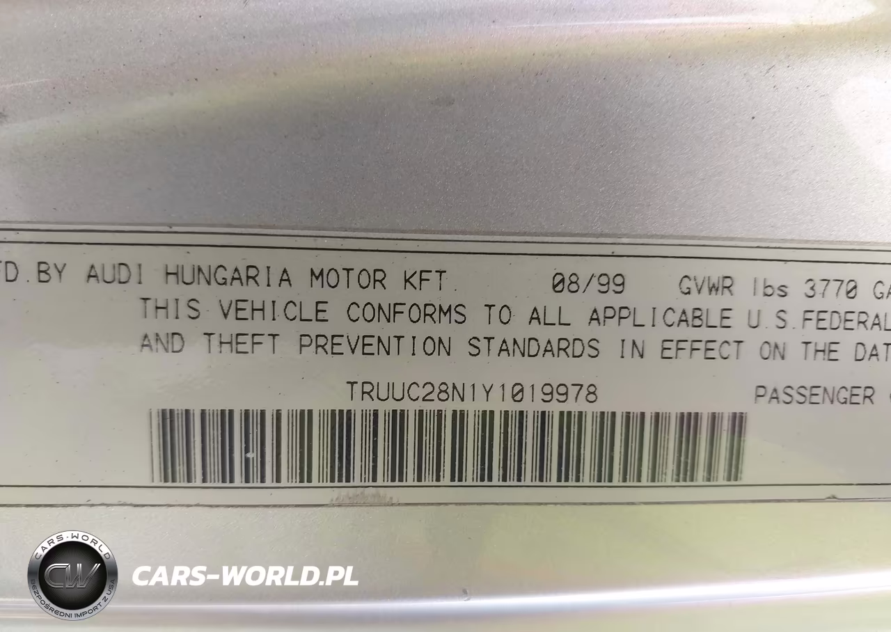 2000 Audi Tt VIN:TRUUC28N1Y1019978 - 9