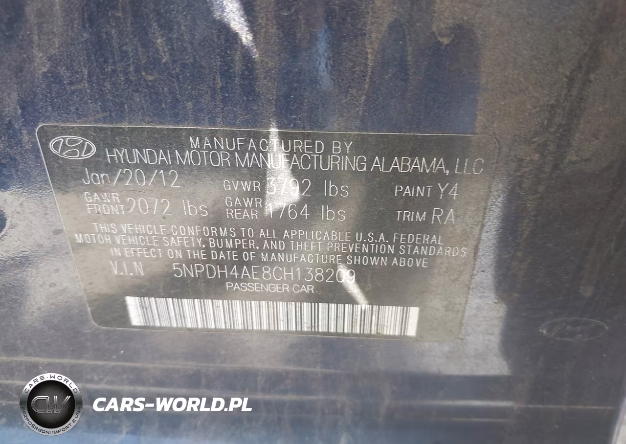 2012 Hyundai Elantra Limited VIN:5NPDH4AE8CH138209 - 9