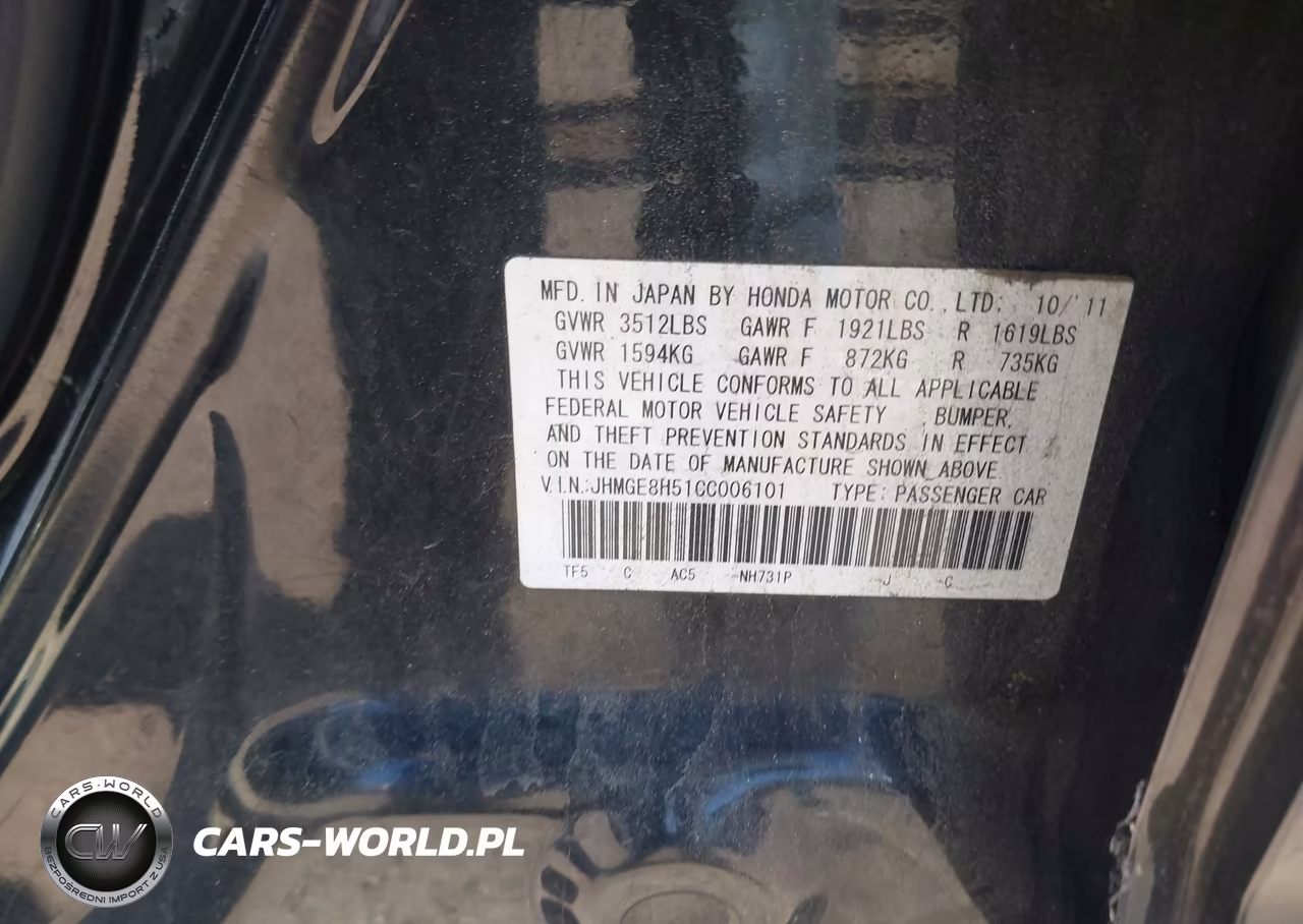 2012 Honda Fit Sport VIN:JHMGE8H51CC006101 - 9