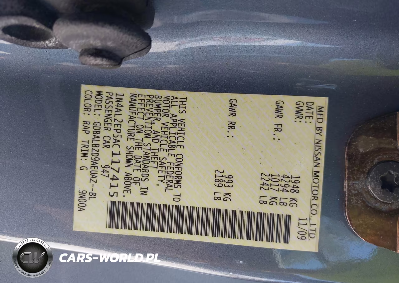 2010 Nissan Altima 2.5 S VIN:1N4AL2EP5AC117415 - 9