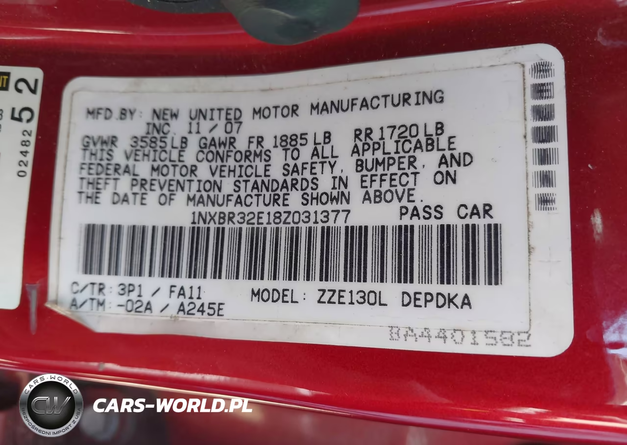 2008 Toyota Corolla Ce VIN:1NXBR32E18Z031377 - 9
