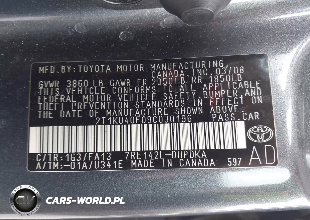 2009 Toyota Matrix VIN:2T1KU40E09C030196 - 9
