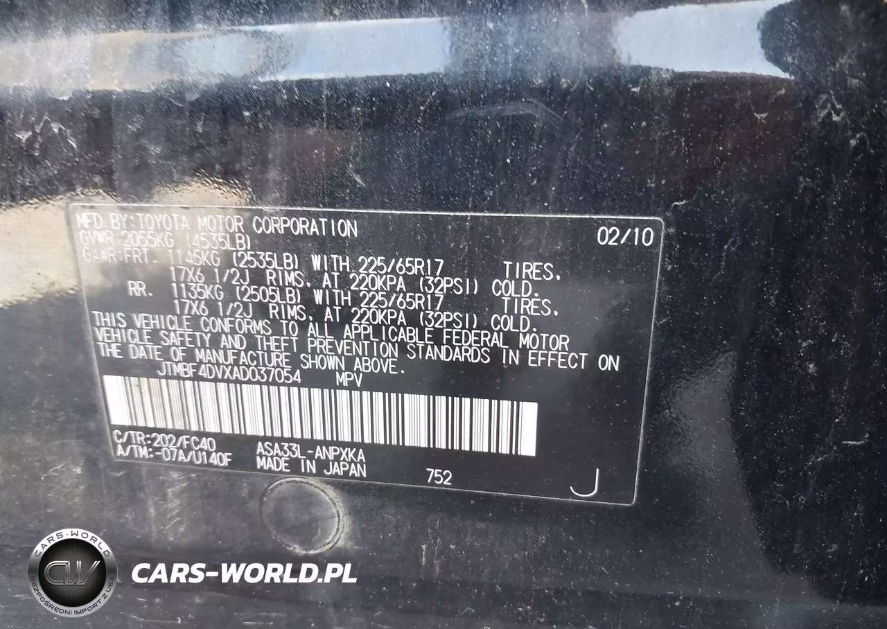 2010 Toyota Rav4 VIN:JTMBF4DVXAD037054 - 9