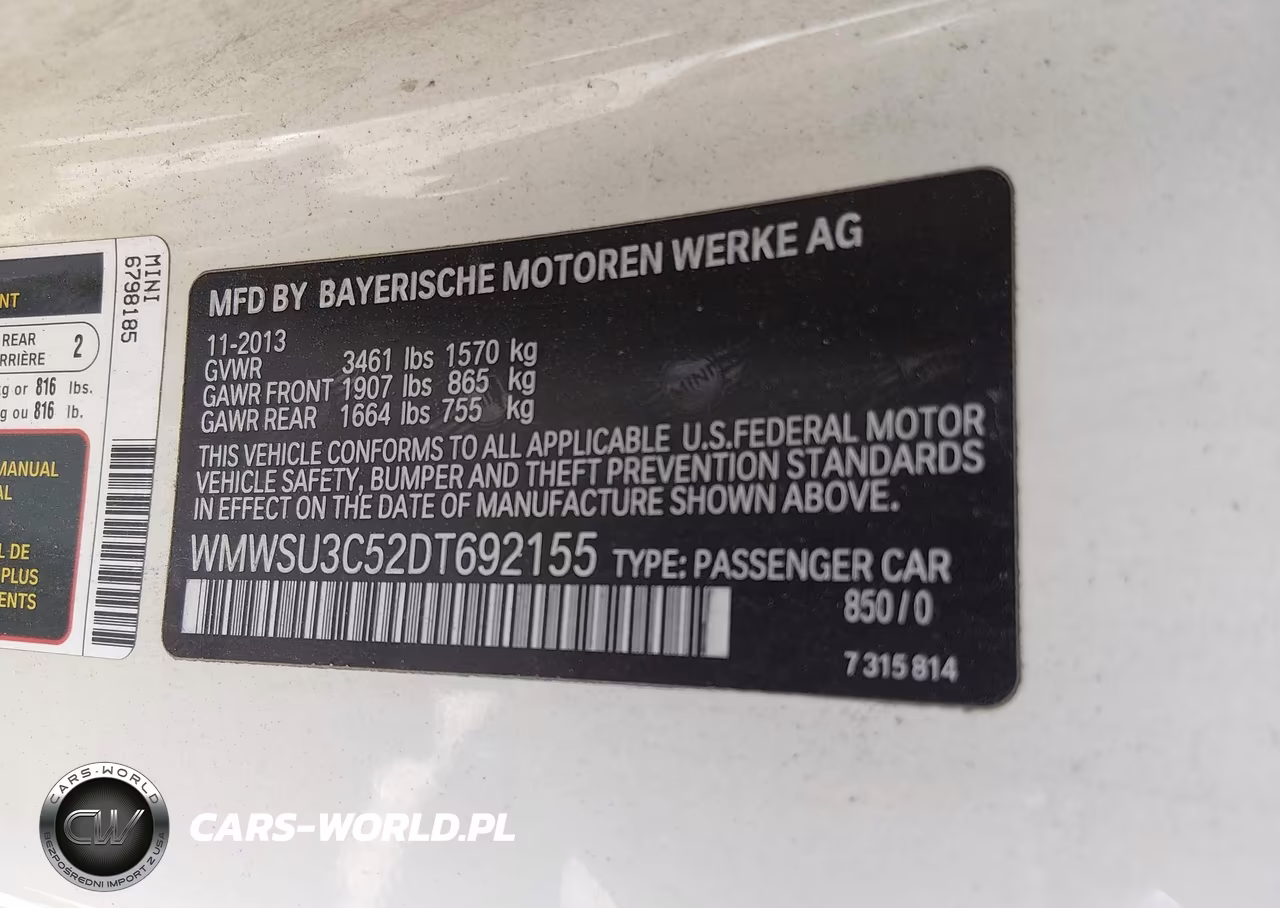 2013 Mini Hardtop Cooper VIN:WMWSU3C52DT692155 - 9