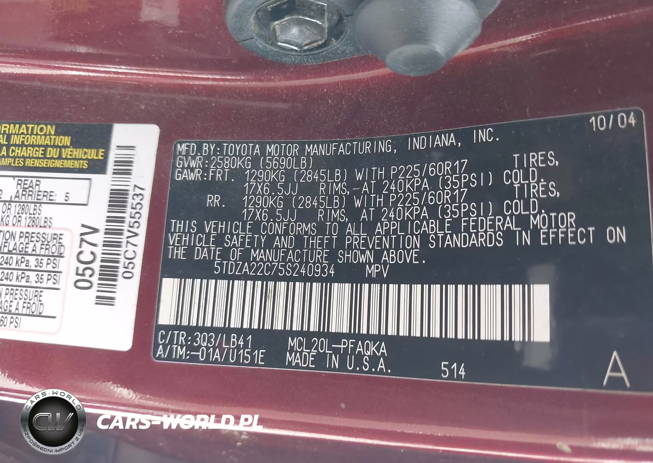 2005 Toyota Sienna Xle Limited VIN:5TDZA22C75S240934 - 9