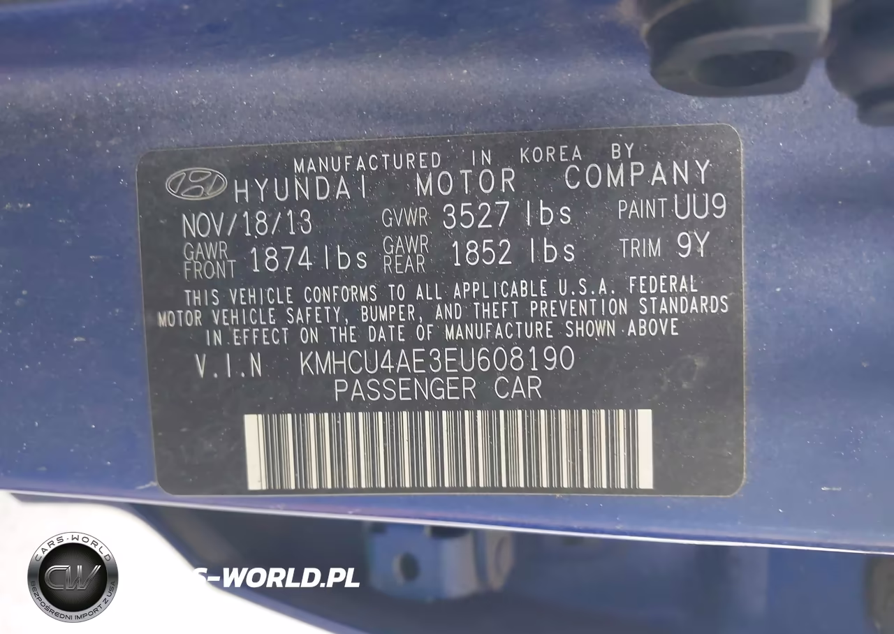 2014 Hyundai Accent Gls VIN:KMHCU4AE3EU608190 - 9