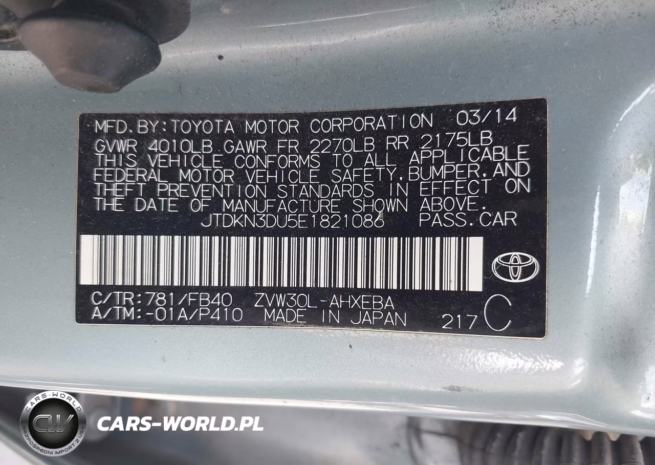 2014 Toyota Prius Two VIN:JTDKN3DU5E1821086 - 9