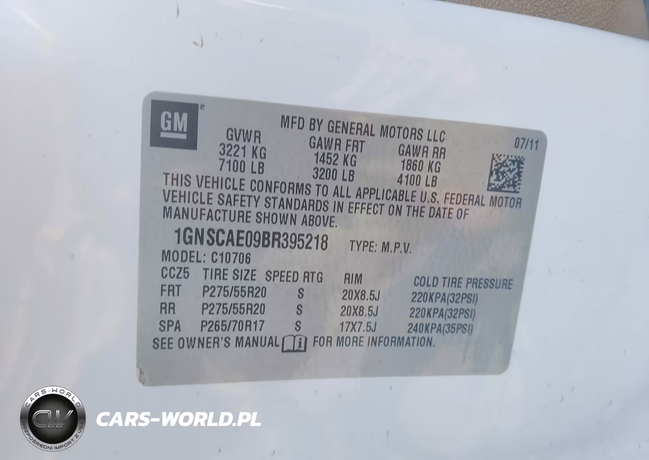 2011 Chevrolet Tahoe Ls VIN:1GNSCAE09BR395218 - 9