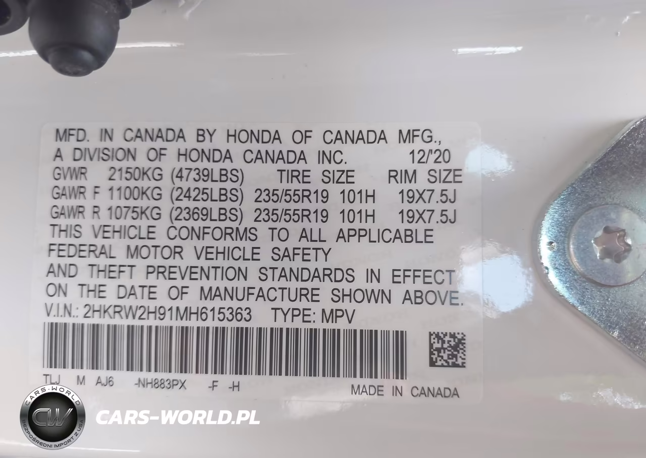 2021 Honda Cr-V Awd Touring VIN:2HKRW2H91MH615363 - 9