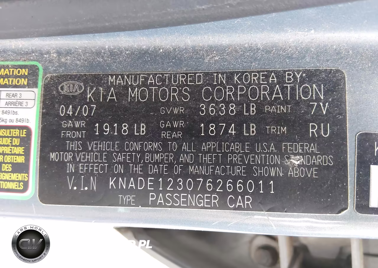 2007 Kia Rio Lx VIN:KNADE123076266011 - 9