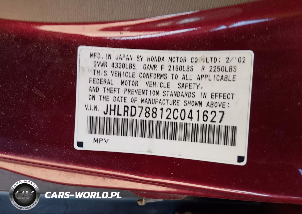 2002 Honda Cr-V Ex VIN:JHLRD78812C041627 - 9