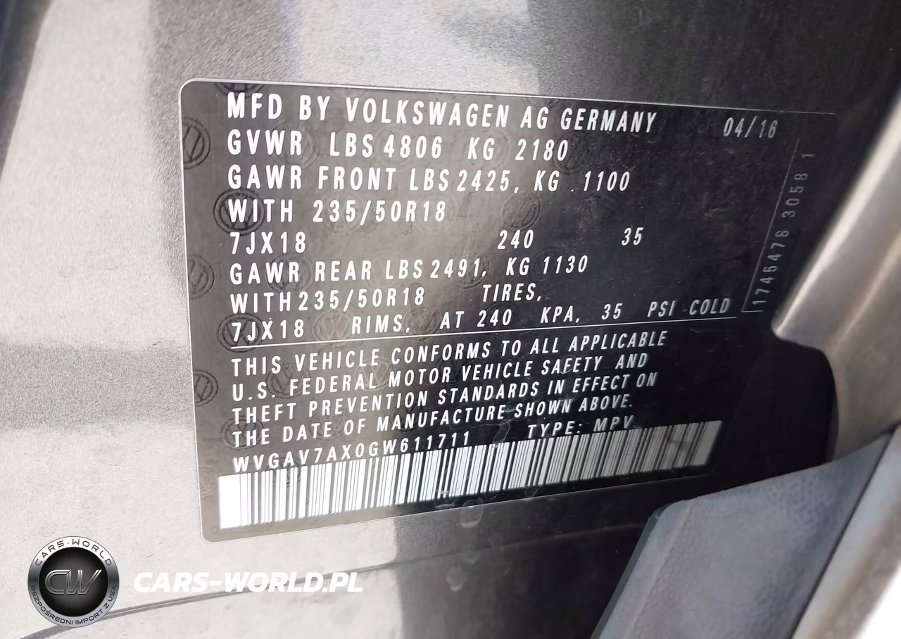 2016 Volkswagen Tiguan Se VIN:WVGAV7AX0GW611711 - 9